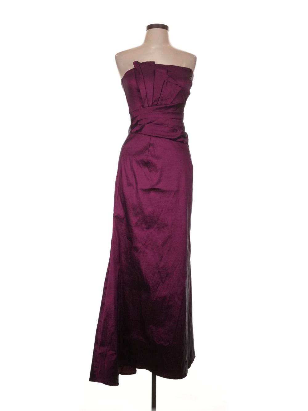 Jessica McClintock Strapless Plum Evening Gown with Draped Waist Detail